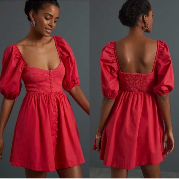 Anthropologie Dresses & Skirts - Anthropologie Maeve Anthropologie Sweetheart Puff Sleeve Dress